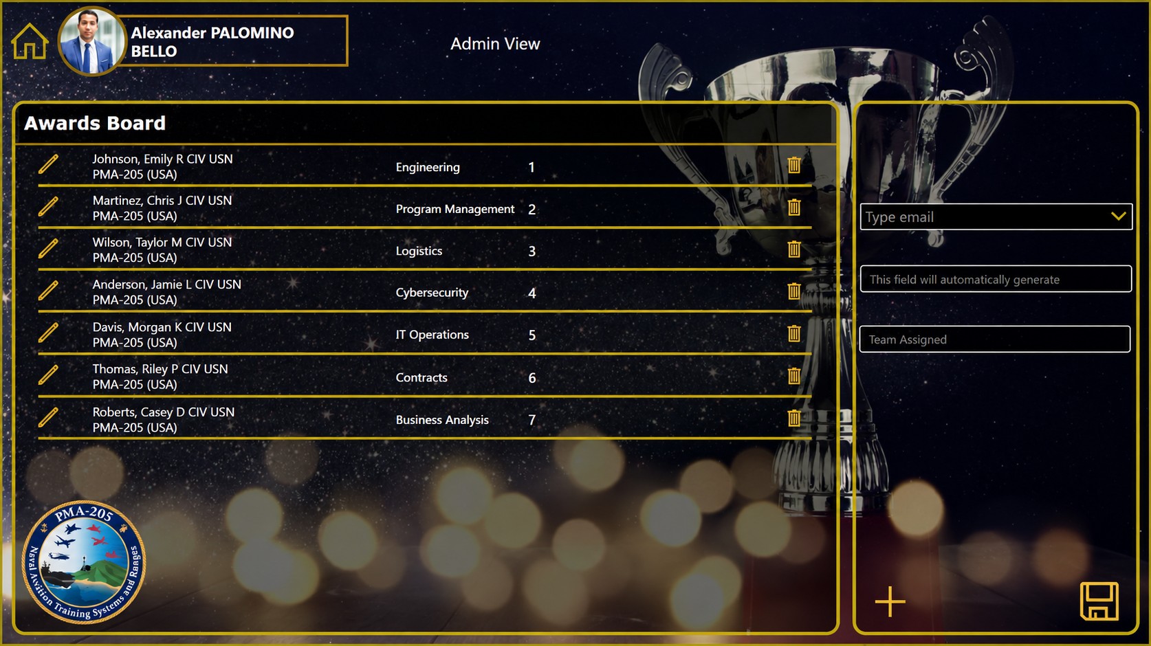 Awards board administration and judge management